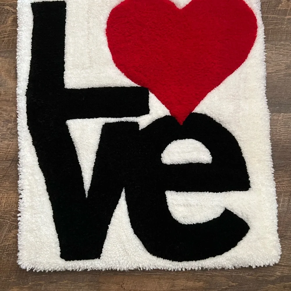 Love Heart Accent Rug - Red, Black, and White